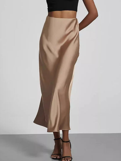 Satin Party Long Skirt High Waist Mermaid Fishtail Women