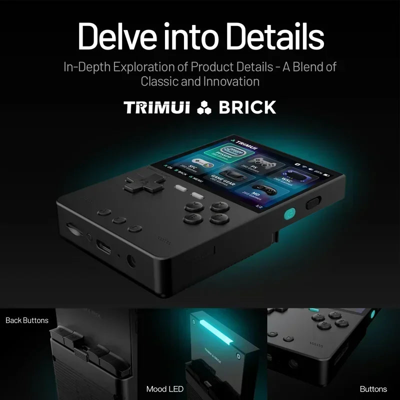 Trimui Brick Vertical Edition Open Source Palm Phone 3.2 Inch 1024x768 400ppi Portable Lightweight 3000mAh Back Top Ambient Light