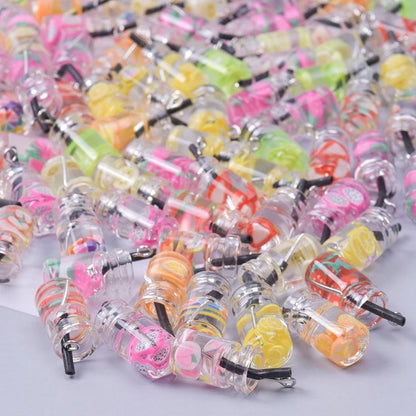 Vibrant 3D Fruit Drink Bottle Charms Set for Jewelry and DIY Crafting