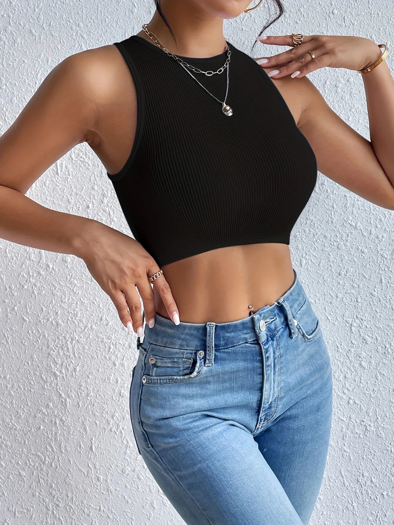 Women’s Ribbed Sleeveless Knit Top High Stretch Casual Summer Basic Style
