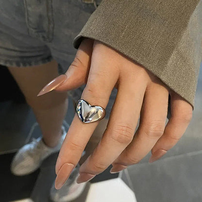 Simple Heart Ring for Men and Women - Trendy Metal Jewelry Gift R1792-1