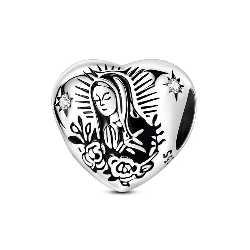 Genuine 925 Sterling Silver Heart Charm Bead for Mother's Day Bracelet Gift