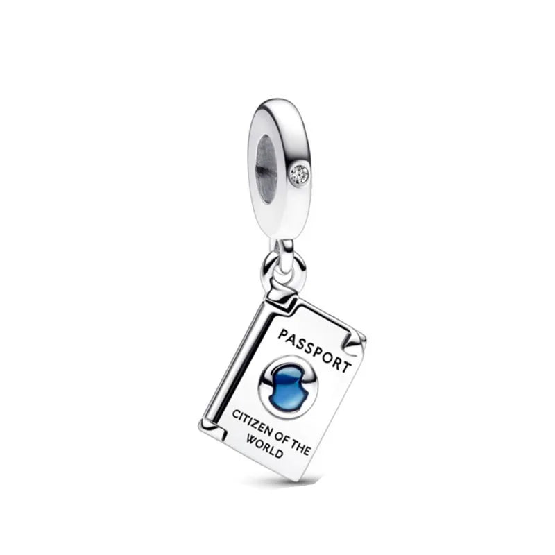 925 Silver Travel Globe Airplane Charm For Bracelet