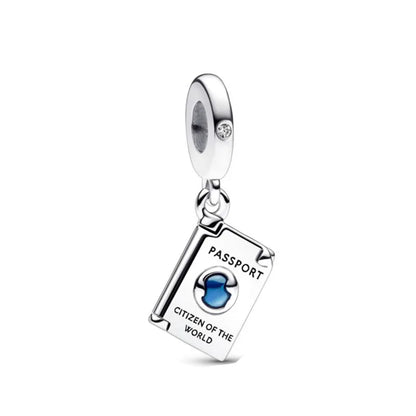 925 Silver Travel Globe Airplane Charm For Bracelet