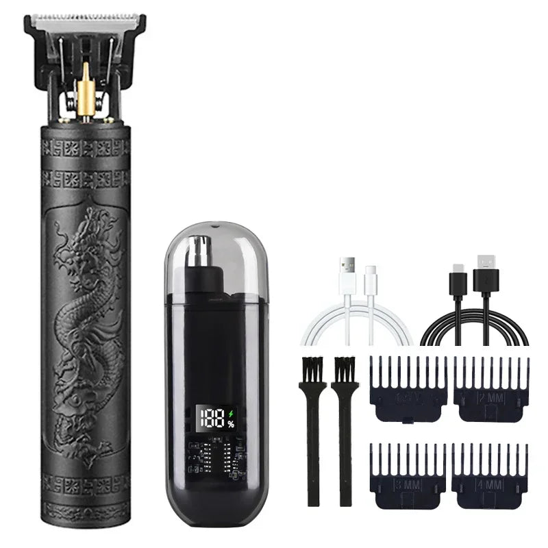 Vintage T9 Precision Hair Clipper with USB Charging and Portable Shaving Function