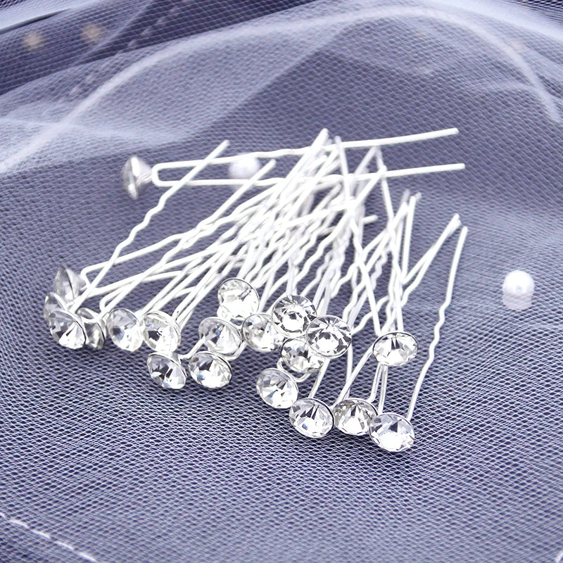 Luxury U Shaped Rhinestone Barrette Clip with Simulated Pearl Bridal Tiara Hair Accessory for Weddings and Special Occasions