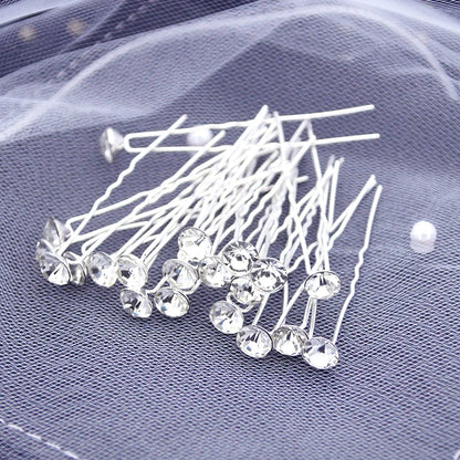 Luxury U Shaped Rhinestone Barrette Clip with Simulated Pearl Bridal Tiara Hair Accessory for Weddings and Special Occasions