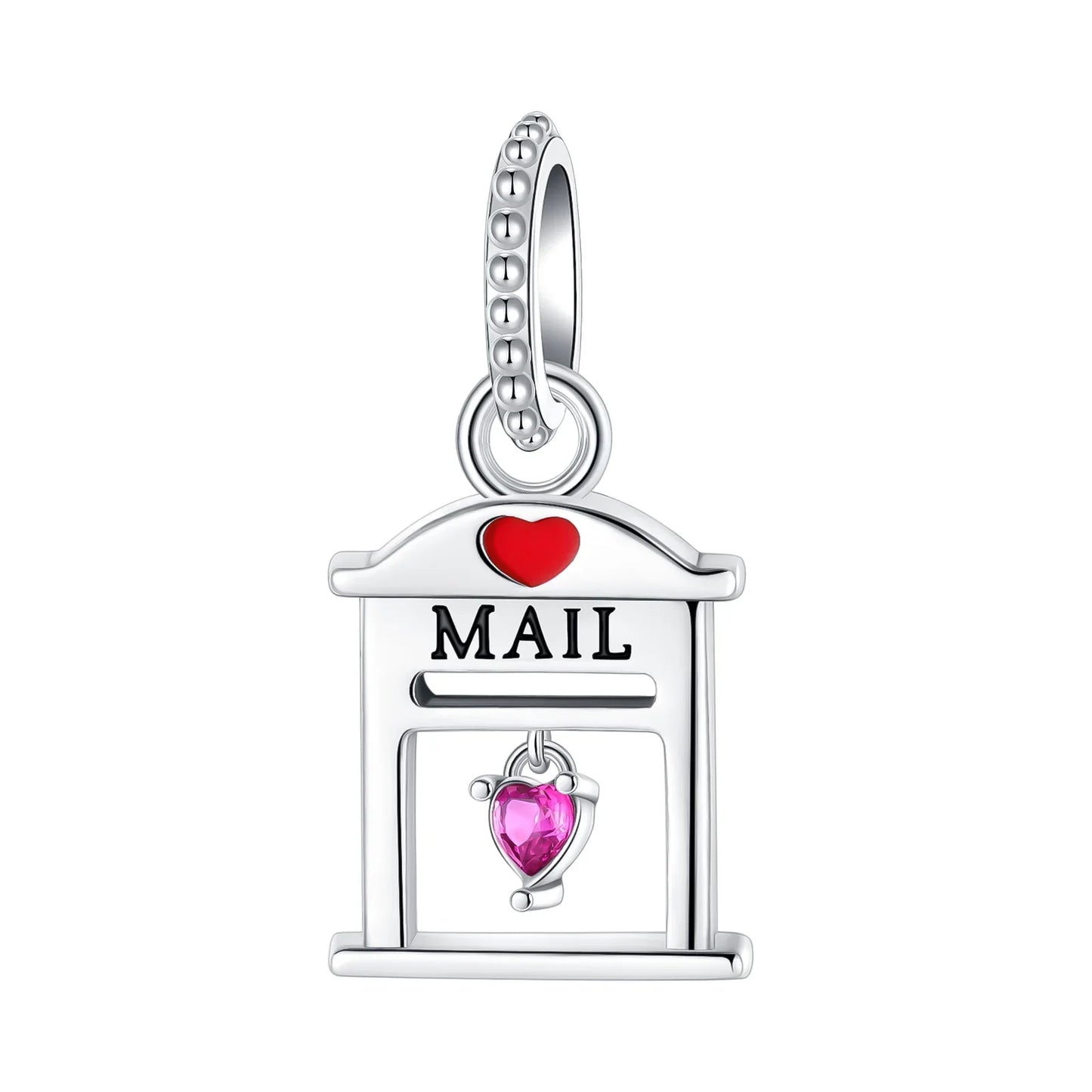 Original 925 Sterling Silver Red Charm Beads Set Heart Cherry Strawberry Flower Fish Zircon Accents for DIY Necklace and Bracelet Jewelry Gift