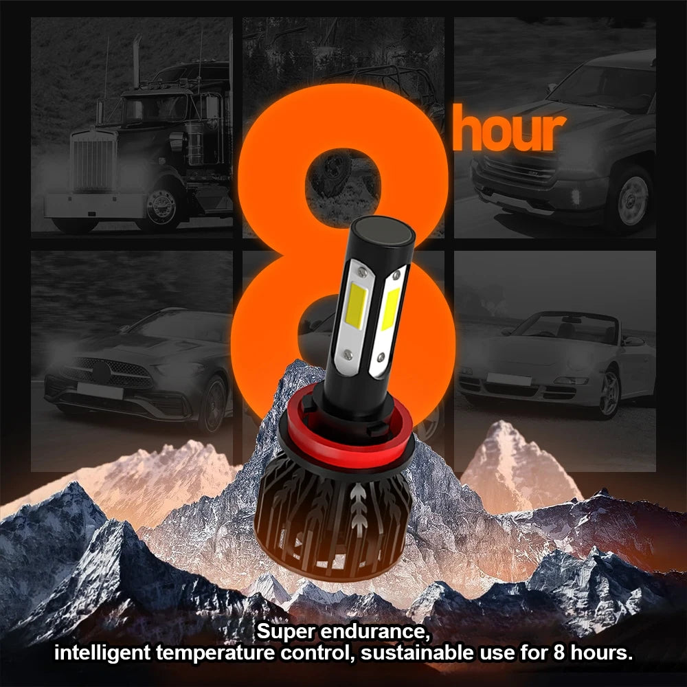 Ultra-Bright 9007 LED Car Headlight Bulbs 25000LM 200W Hi/Lo Beam for Enhanced Night Visibility