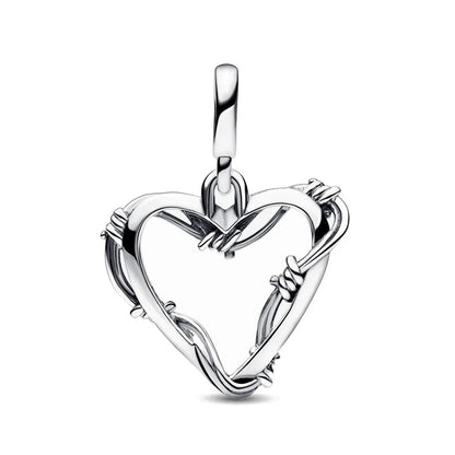 European 925 Sterling Silver Clover Green Heart Cross Pendant Charm Bead for Women Bracelet Necklace Jewelry