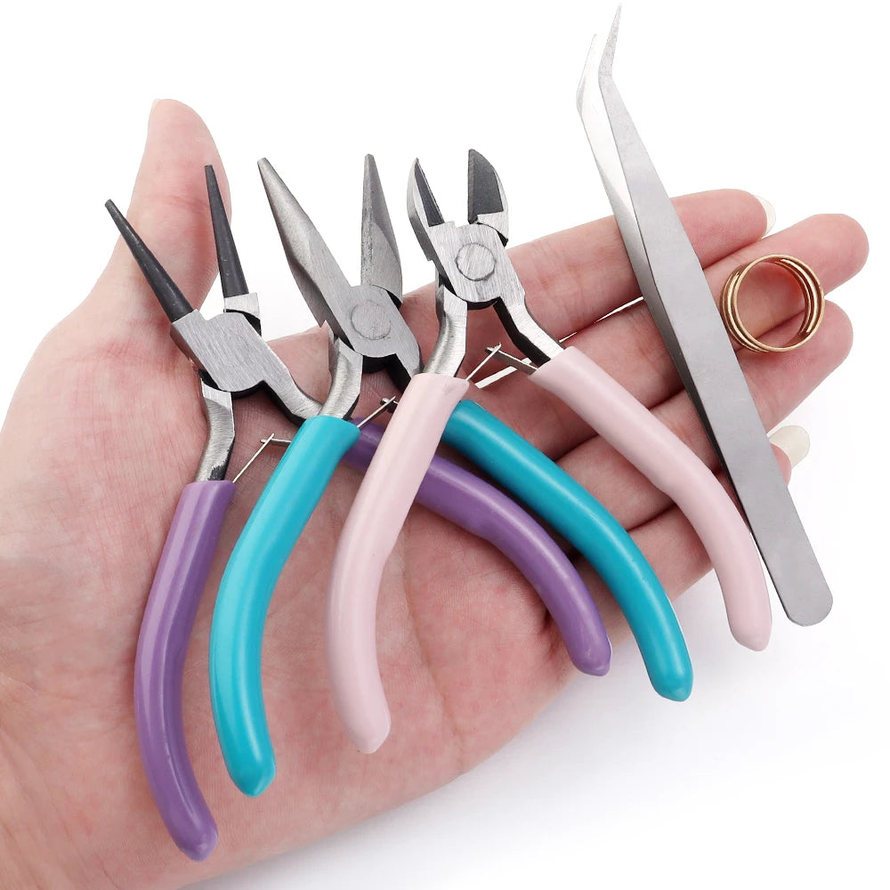 Versatile 3-Color Metal Pliers Kit for Jewelry Making and DIY Crafting