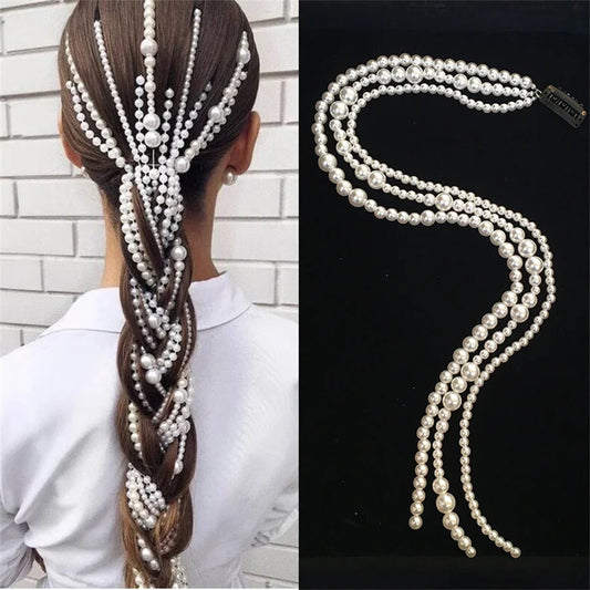 Elegant Pearl Braided Hairpin Headband for Women Weddings and Parties