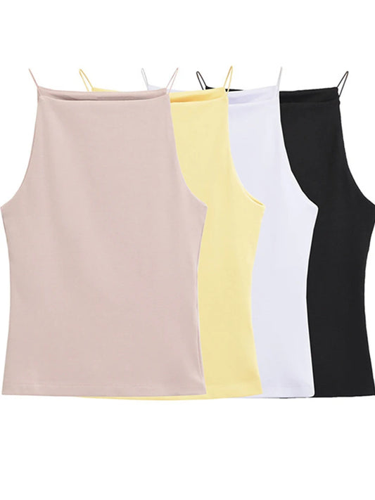 Womens Halter Tank Top Sleeveless Camis Solid Color Fashion