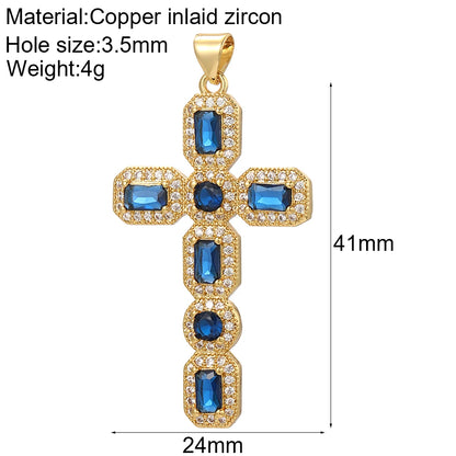 Gold Cubic Zirconia Cross Dangle Charms for Jewelry Making Necklace Bracelet Earrings