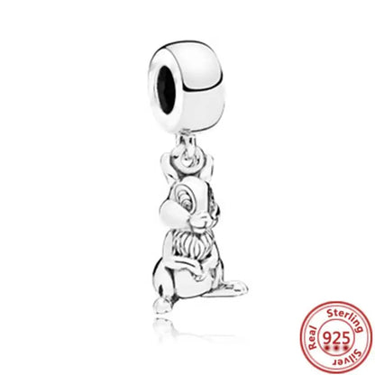 925 Sterling Silver Animal Charms Bracelet Beads with Zircon - Unicorn, Squirrel, Elephant Y109