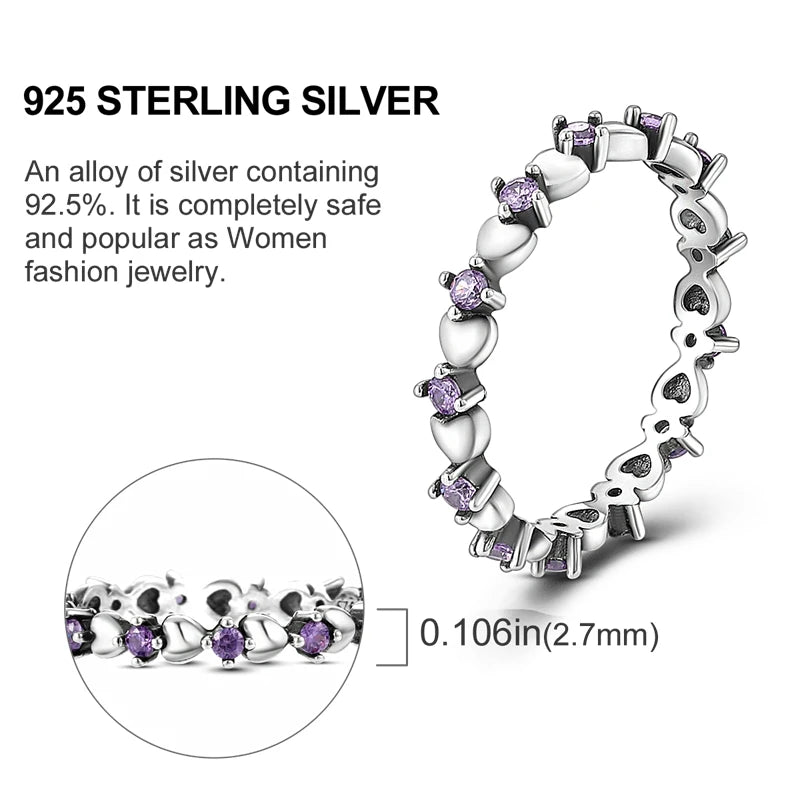 925 Sterling Silver Heart-Shaped Zircon Starmoon Ring for Women - Fine Engagement Wedding Jewelry Gift SER219