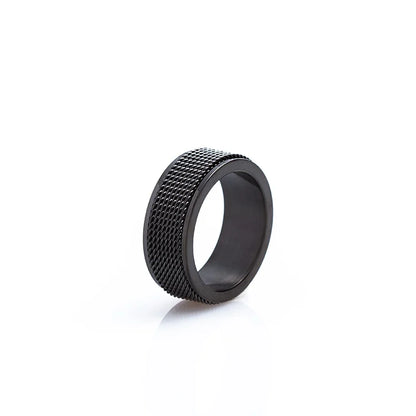Stainless Steel Braided Mesh Rotating Stress Relief Ring for Men