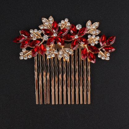 Elegant Bridal Silver Blue Rhinestone Flower Leaf Hair Comb for Weddings and Special Occasions