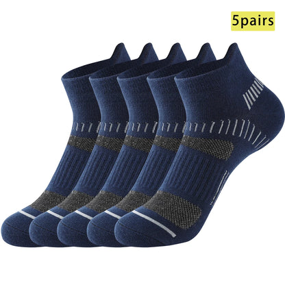 5 Pairs Mens All Season Cotton Crew Socks Moisture Wicking