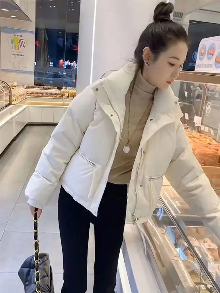 Women's Winter Short Padded Cotton Stand Collar Puff Coat