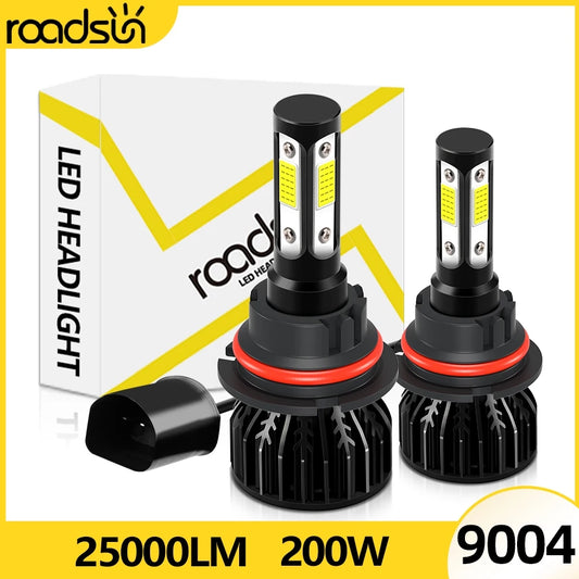 High Performance 9004 LED Headlight Bulbs Dual Beam 25000LM COB Chips 6000K White 8000K Ice Blue