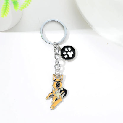 Alaska Husky Cartoon Dog Keychain for Pet Lovers - Cute Silver Zinc Alloy Accessory for Men and Women