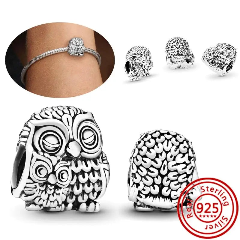925 Sterling Silver Animal Charms Bracelet Beads with Zircon - Unicorn, Squirrel, Elephant RS044