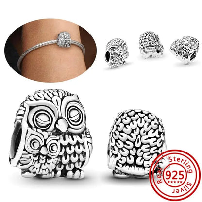 925 Sterling Silver Animal Charms Bracelet Beads with Zircon - Unicorn, Squirrel, Elephant RS044