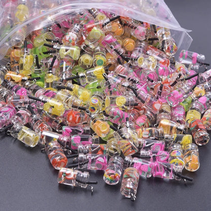 Vibrant 3D Fruit Drink Bottle Charms Set for Jewelry and DIY Crafting