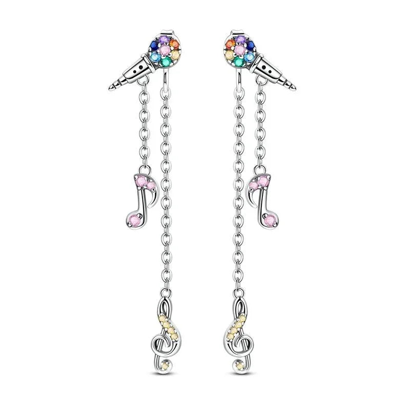 925 Sterling Silver Music Charms Beads Musical Note Piano Guitar Headset Earrings Pendants for DIY Bracelet Fine Jewelry Gift
