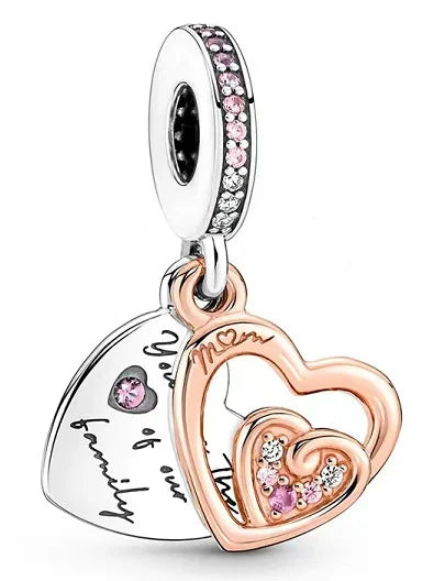 925 Sterling Silver Colorful Infinite Heart Flower Charms with Zircon for Pendant Bracelet Necklace DIY Fine Jewelry