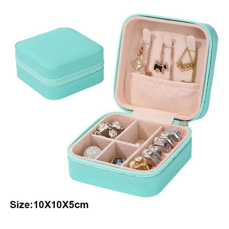 Portable Jewelry Storage Box Mini Organizer for Travel and Home Use Green