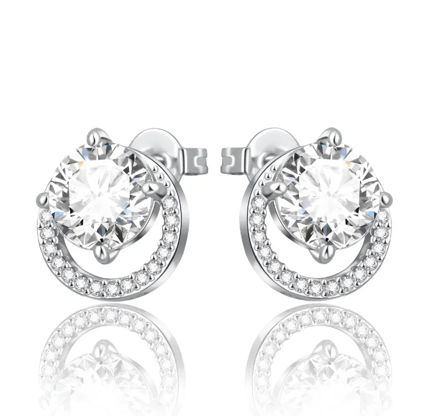 925 Sterling Silver Luxury Heart Sun Moon Stud Earrings Bow Butterfly Crab Clip Set for Women Party Jewelry Gifts