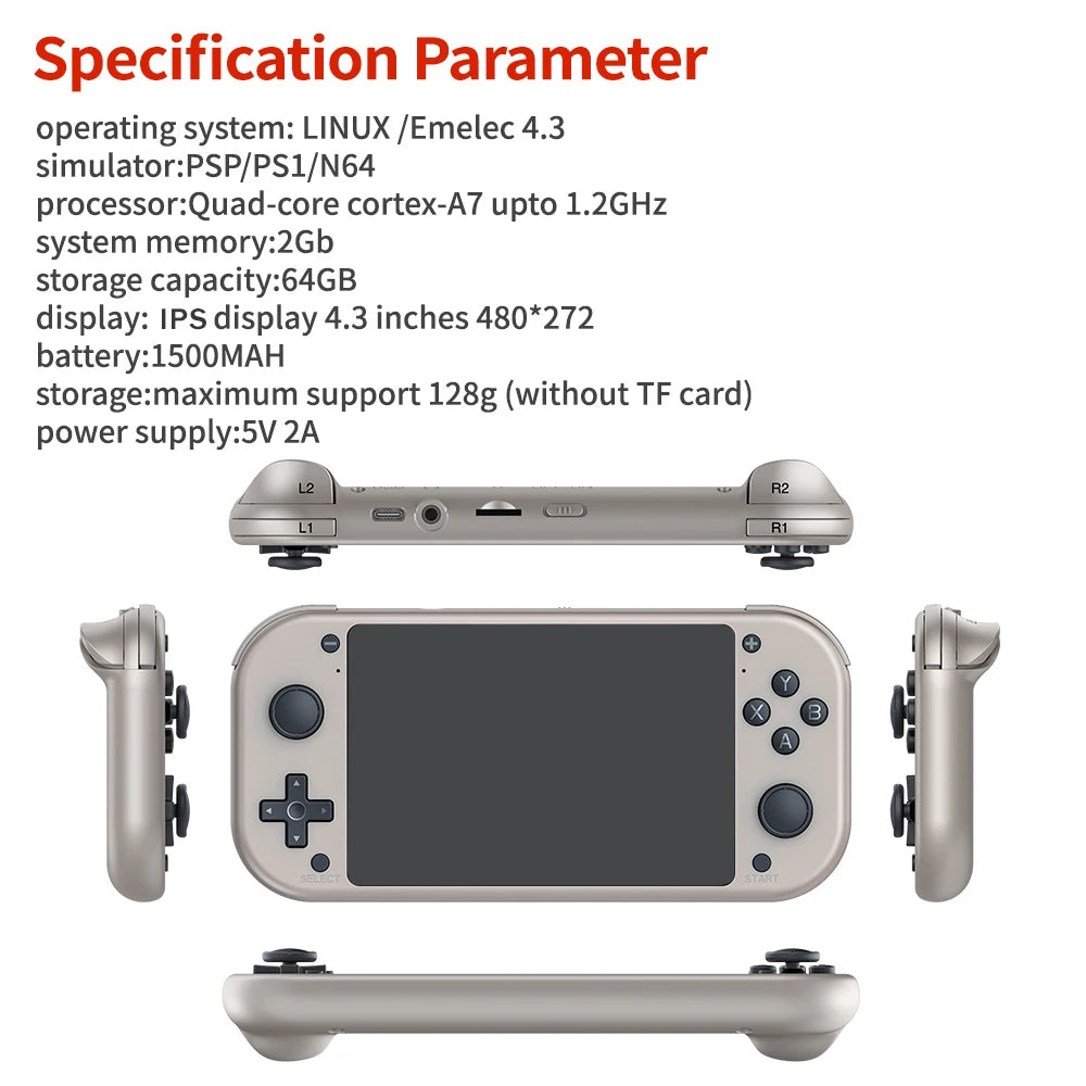 BOYHOM M17 Retro Open Source Linux Handheld Game Console 4.3 Inch IPS Portable Pocket Player 64GB 19000 Games