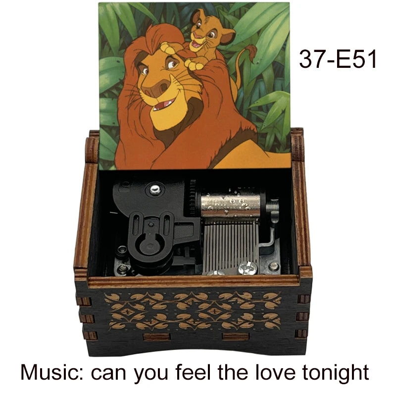 Lion King Wooden Music Box with Can You Feel the Love Tonight Melody for Kids Birthday Party Gift