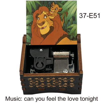 Lion King Wooden Music Box with Can You Feel the Love Tonight Melody for Kids Birthday Party Gift