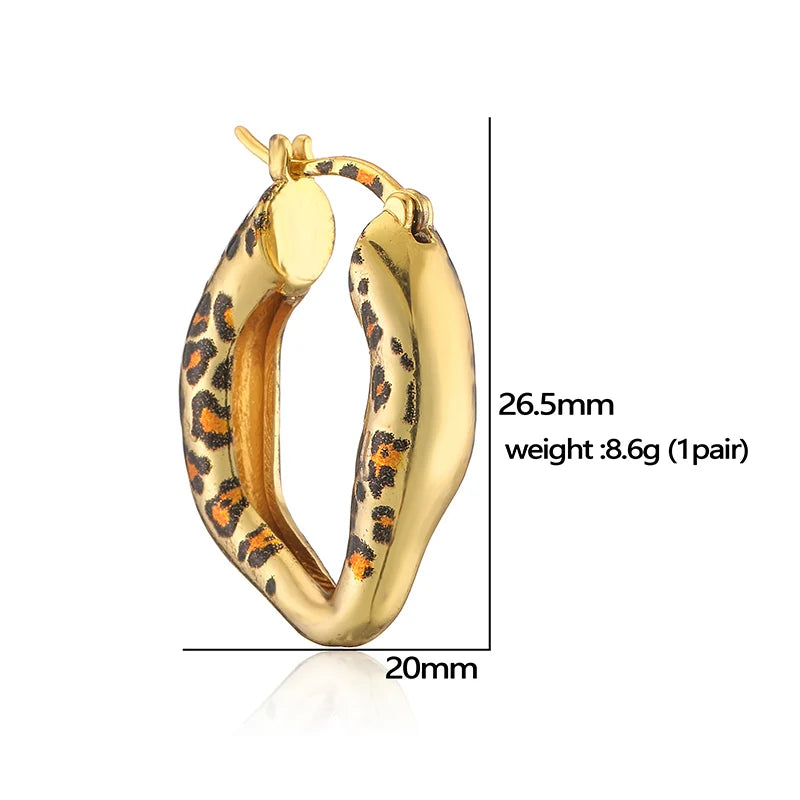 Hecheng 18K Gold Plated Leopard and Snake Pattern Unisex Jewelry Set with Stainless Steel Necklace and Earrings