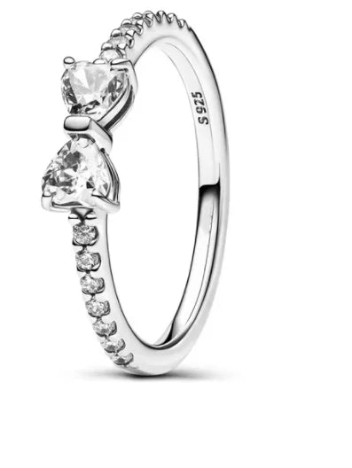 925 Silver Bow Ring for Women Elegant Zircon Anniversary Birthday Gift for Mom