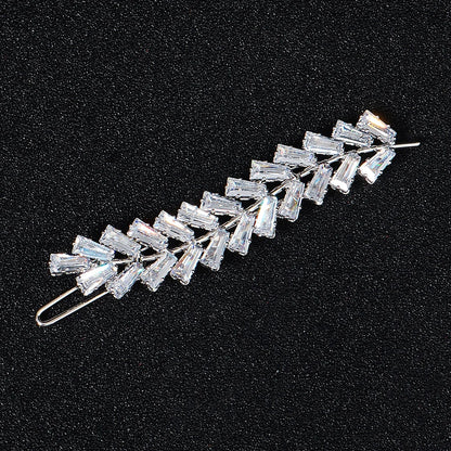 Elegant Cubic Zirconia Leaf Hair Clips for Bridal and Wedding Style