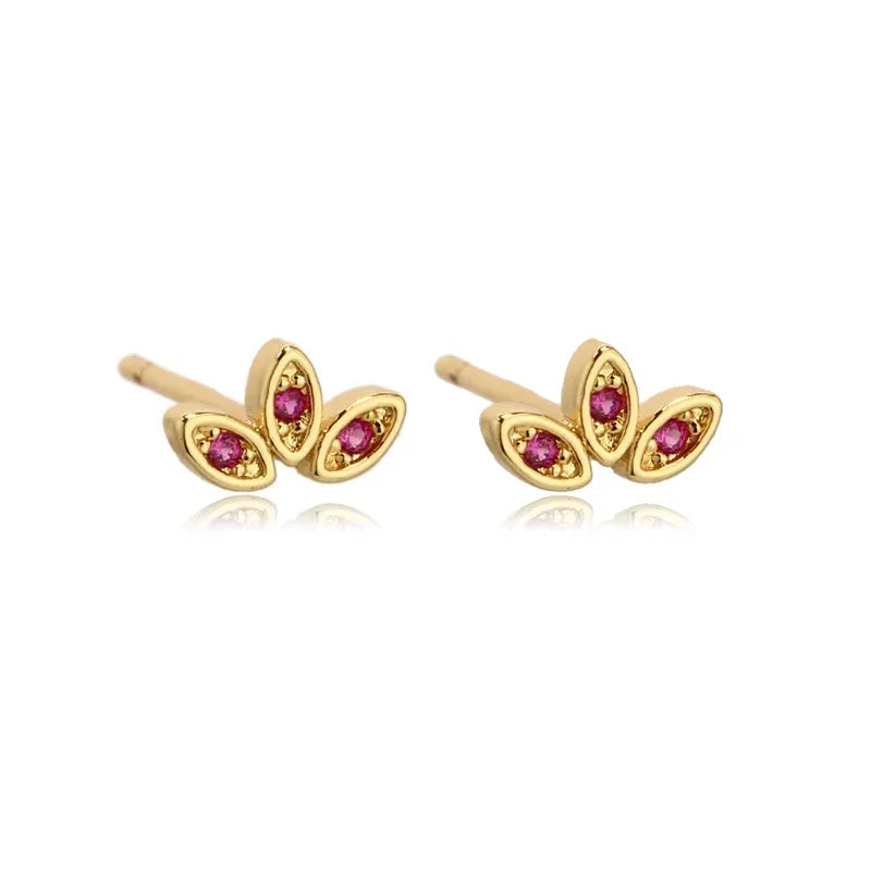 Rose Red Zircon Hoop Earrings for Women Minimalist Dangle Party Jewelry Trend 2025