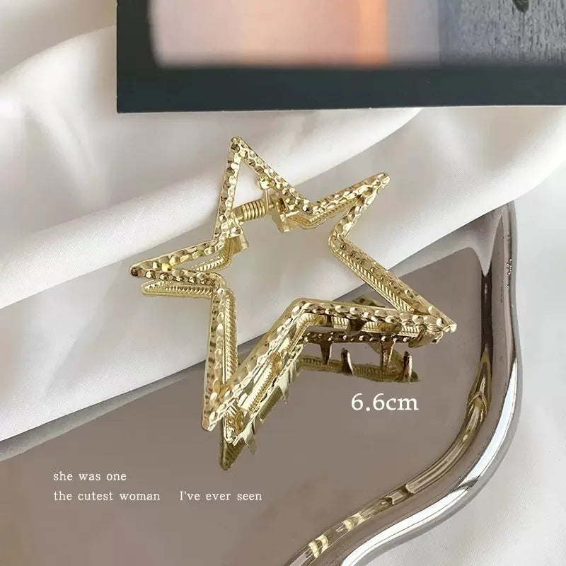 Korean Fashion Metal Star Hair Claw Clips for Women and Girls 2023