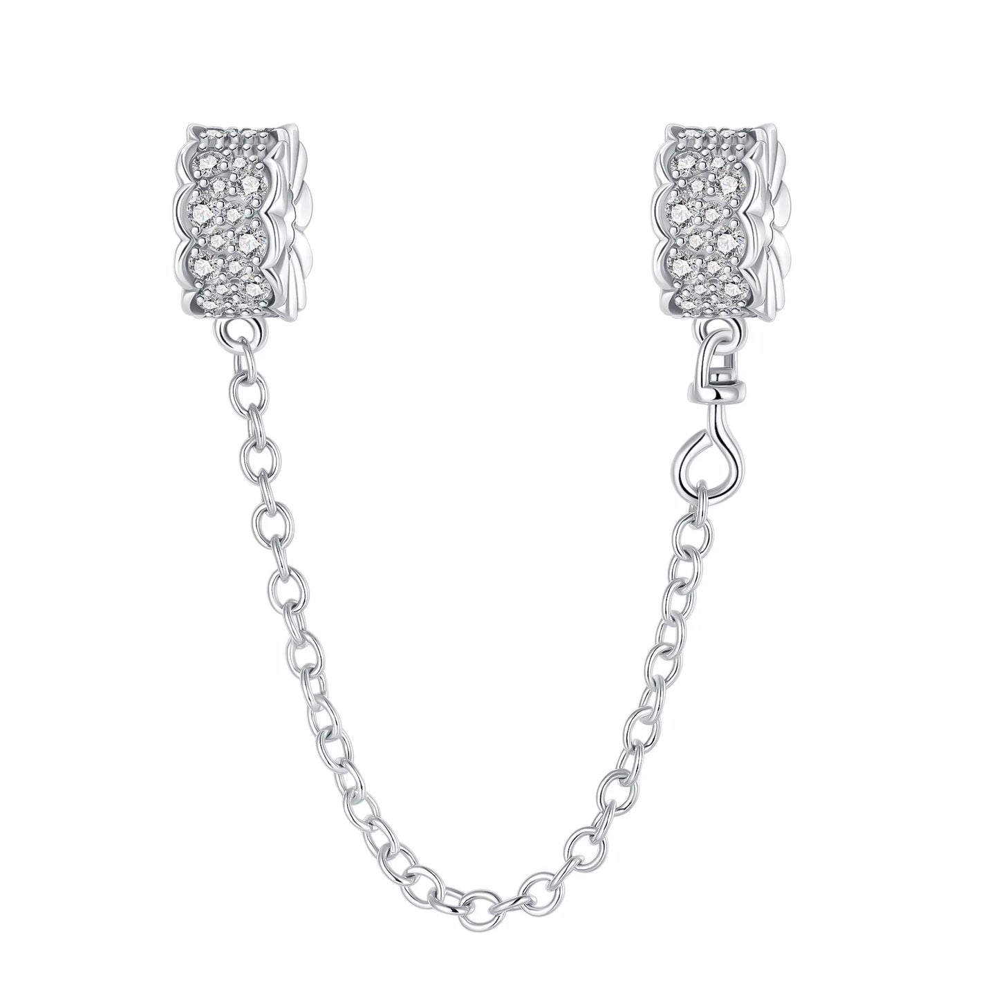 Luxury 925 Sterling Silver Clover Daisy Star Moon Zircon Pavé Safety Chain Bow Necklace and Bracelet Set for Women Fine Jewelry Gifts