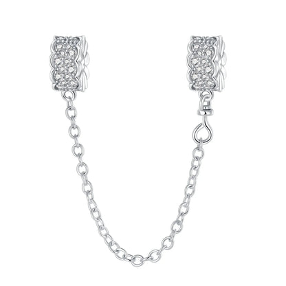 Luxury 925 Sterling Silver Clover Daisy Star Moon Zircon Pavé Safety Chain Bow Necklace and Bracelet Set for Women Fine Jewelry Gifts