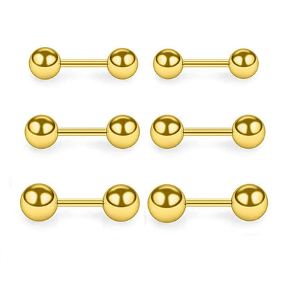 3 Pairs Unisex Stainless Steel Barbell Stud Earrings Minimalist Ball Design for Men and Women