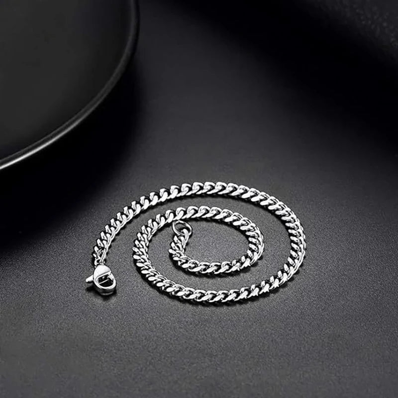 Stainless Steel Cuban Link Chain Necklace for Men and Women Punk Choker Jewelry 3.5-7MM 50CM 20inch 5MM