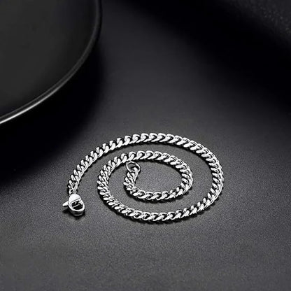 Stainless Steel Cuban Link Chain Necklace for Men and Women Punk Choker Jewelry 3.5-7MM 50CM 20inch 5MM