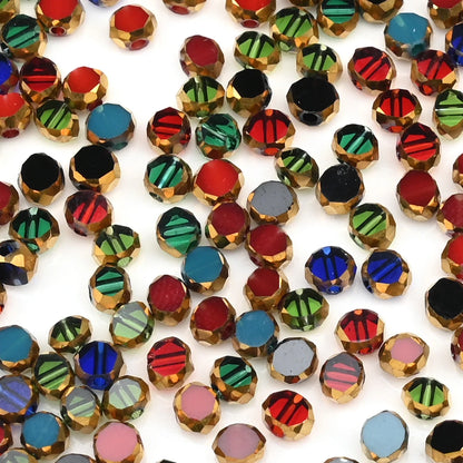 72 Pieces Golden Plated Glass Beads 3x4mm Oval Flat Faceted Crystal Beads for DIY Jewelry Making Necklaces and Bracelets