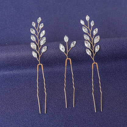 Elegant Gold Crystal Hair Pin for Women - Trendy Rhinestone Bridal Wedding Hair Accessory