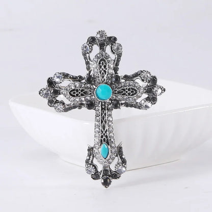 Rhinestone Cross Brooches for Women Stylish Floral Pins Perfect for Parties and Gifts