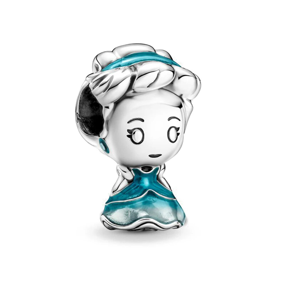 Mermaid Princess 925 Silver Dangle Charm Top Rated DIY Jewelry for Bracelets and Necklaces F169
